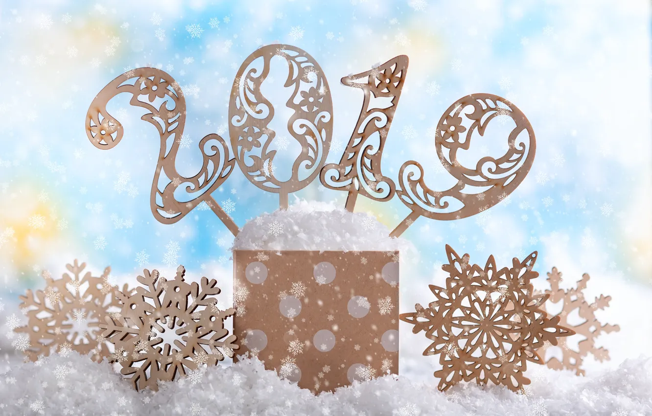 Фото обои зима, снег, снежинки, фон, праздник, Новый Год, christmas, winter