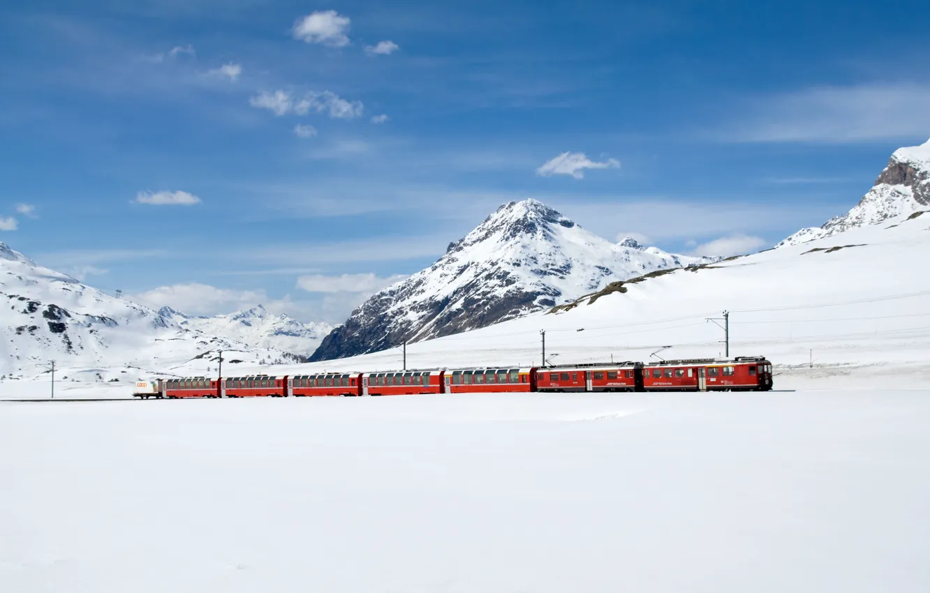 Фото обои winter, snow, train