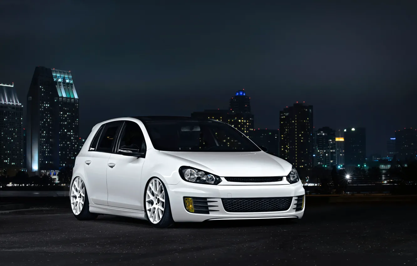 Фото обои Volkswagen, golf, White, GTI, MK6