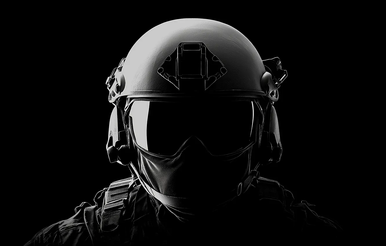 Фото обои dark, шлем, monochrome, helmet, ИИ арт, AI art