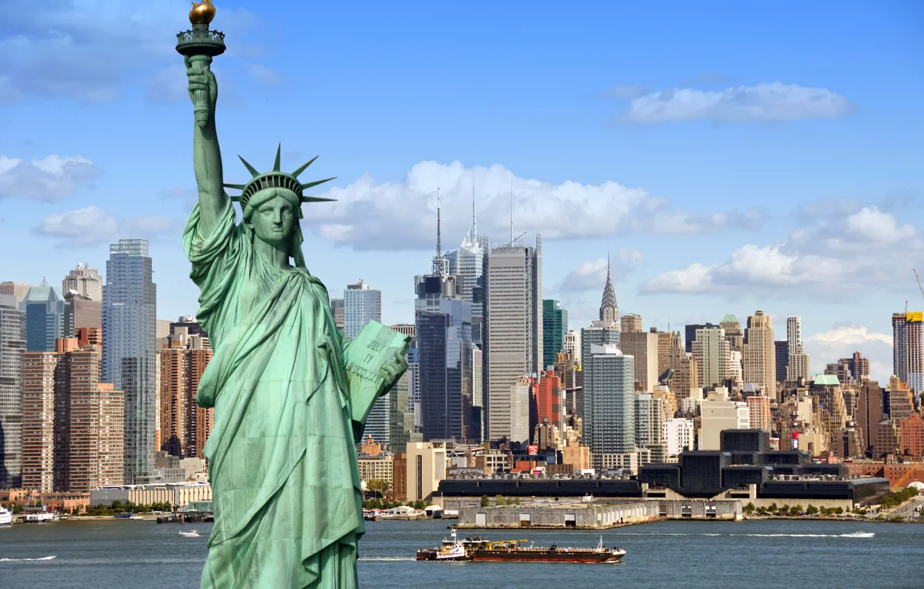 Фото обои New York City, Statue of Liberty, metropolis