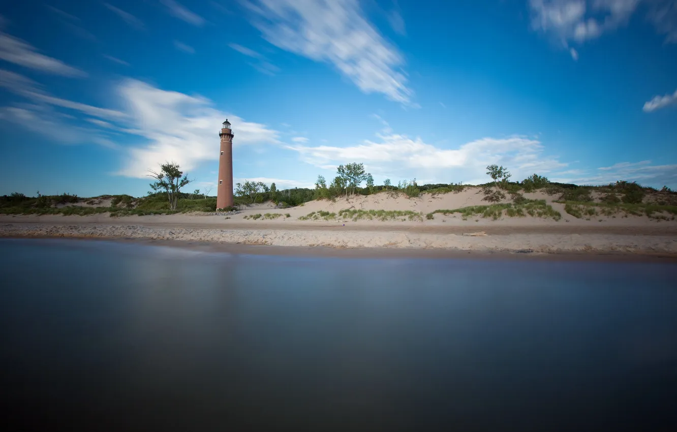 Фото обои пейзаж, берег, маяк