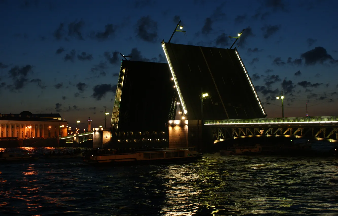 Фото обои Санкт-Петербург, разводной мост, Нева