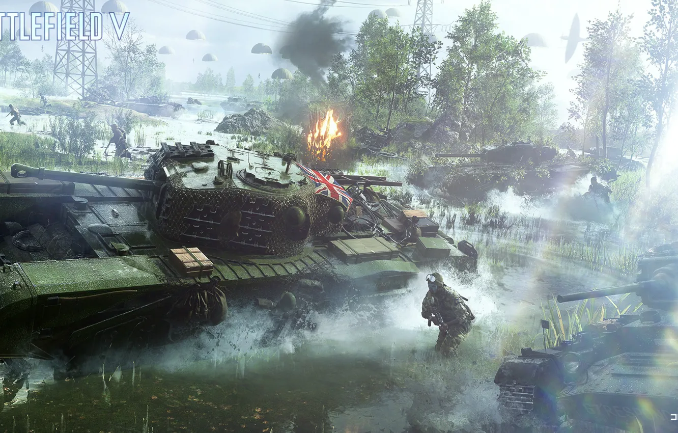 Фото обои солдаты, танки, самолёты, Battlefield 5, Battlefield V, Mk.IV Churchill