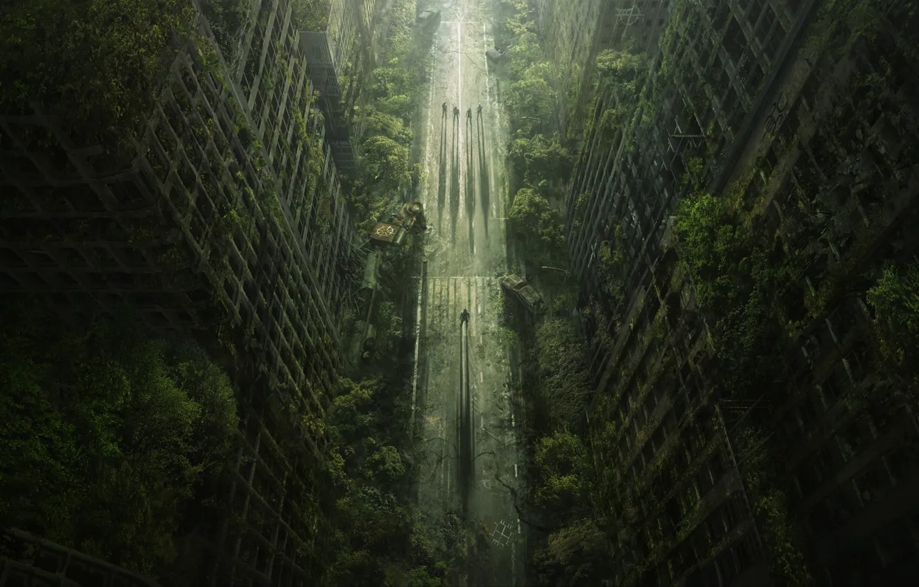 Фото обои дорога, деревья, город, апокалипсис, пустошь, Wasteland 2