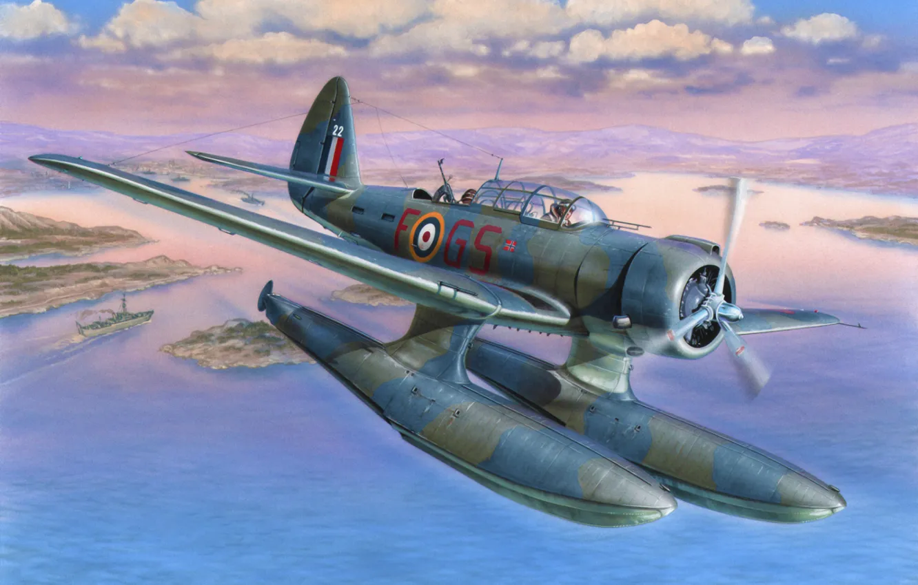 Фото обои art, airplane, painting, aviation, Northrop N-3B