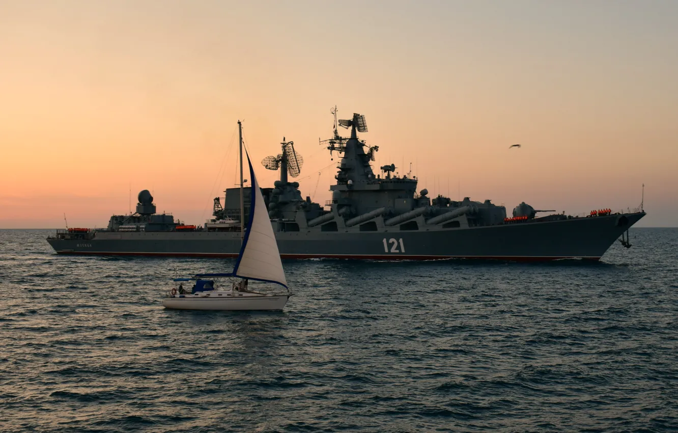 Фото обои яхта, Москва, ракетный крейсер