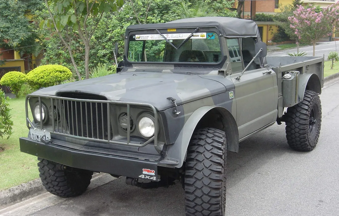 Фото обои тюнинг, колеса, автомобиль, раскраска, американский, военный, полноприводный, Кайзер Jeep M715