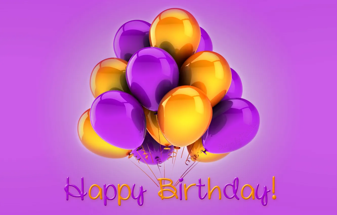 Фото обои воздушные шары, день рождения, colorful, Happy Birthday, balloons, Design by Marika