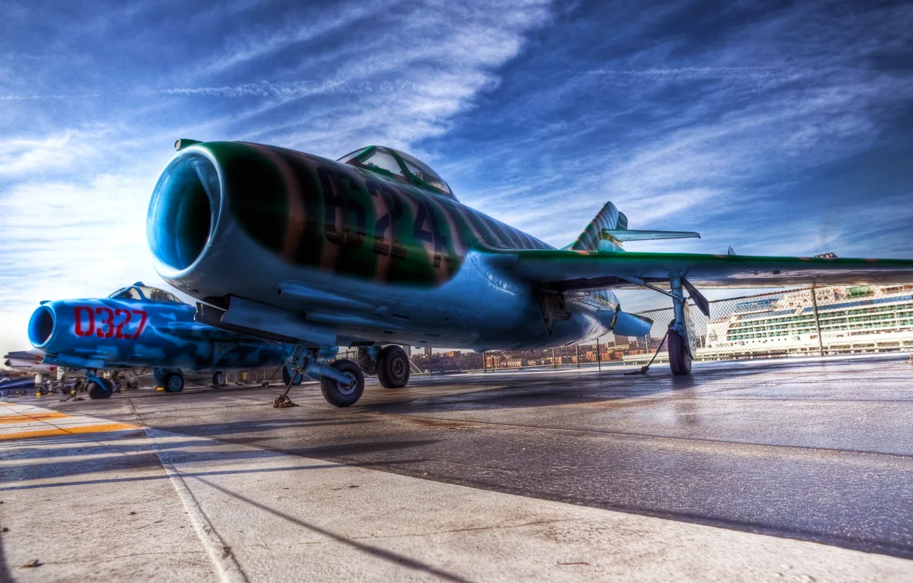 Фото обои Небо, Самолет, истребитель, Крылья, Нос, Авиация, МиГ-15, Fagot