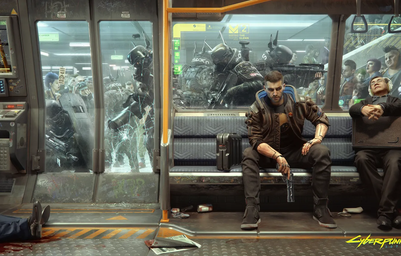Фото обои игры, оружие, метро, армия, герой, gun, таран, киберпанк