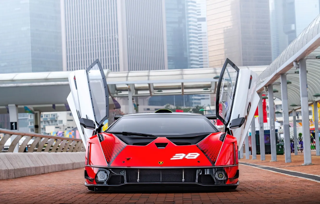 Фото обои city, Lamborghini, door, Lamborghini Essenza SC V12