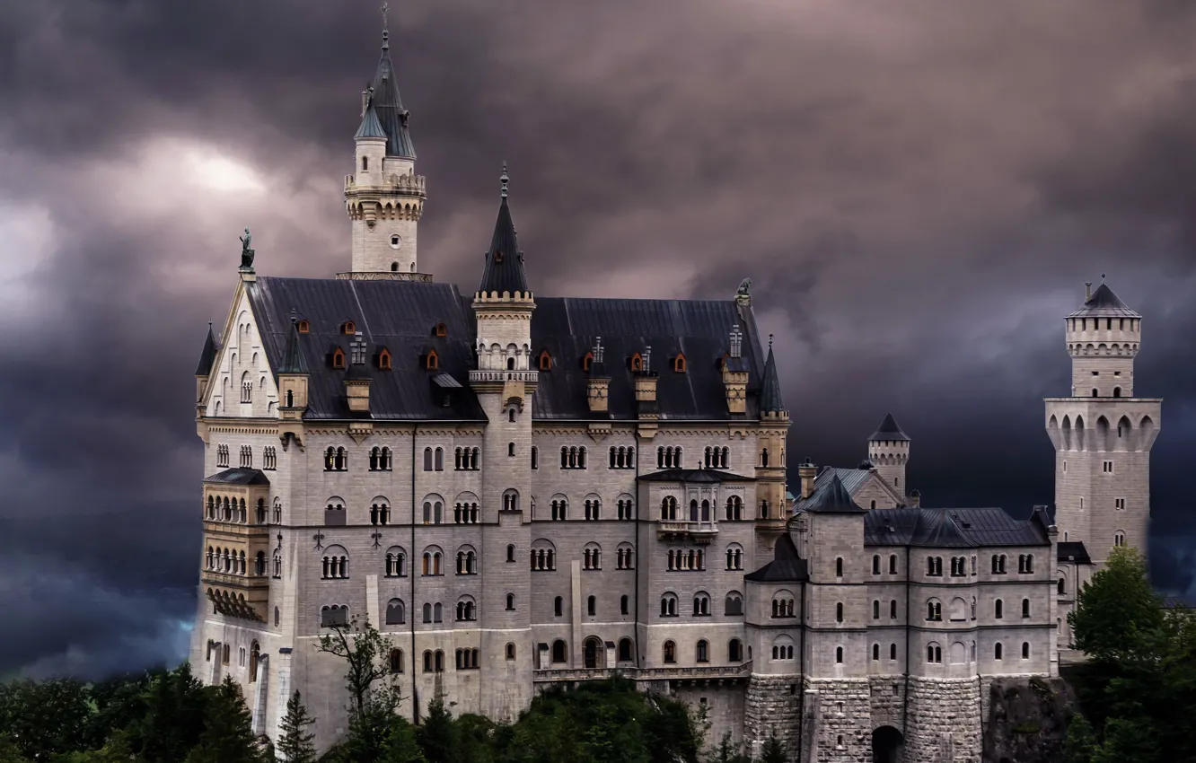 Фото обои Bavaria, Neuschwanstein Castle, Hohenschwangau, Landkreis Ostallgäu