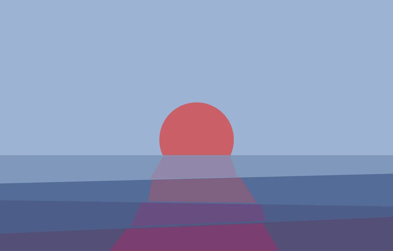 Фото обои море, солнце, закат, горизонт