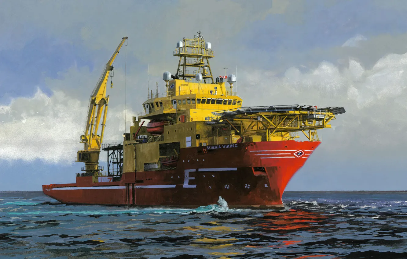 Фото обои море, небо, Норвегия, Subsea Viking, Судно снабжения
