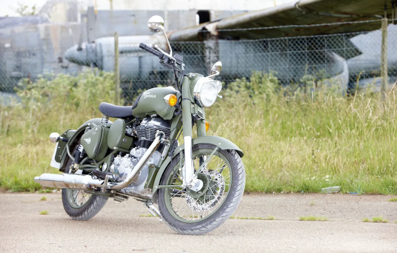 Фото обои мотоцикл, Bullet, military, classic, 2013, Royal Enfield