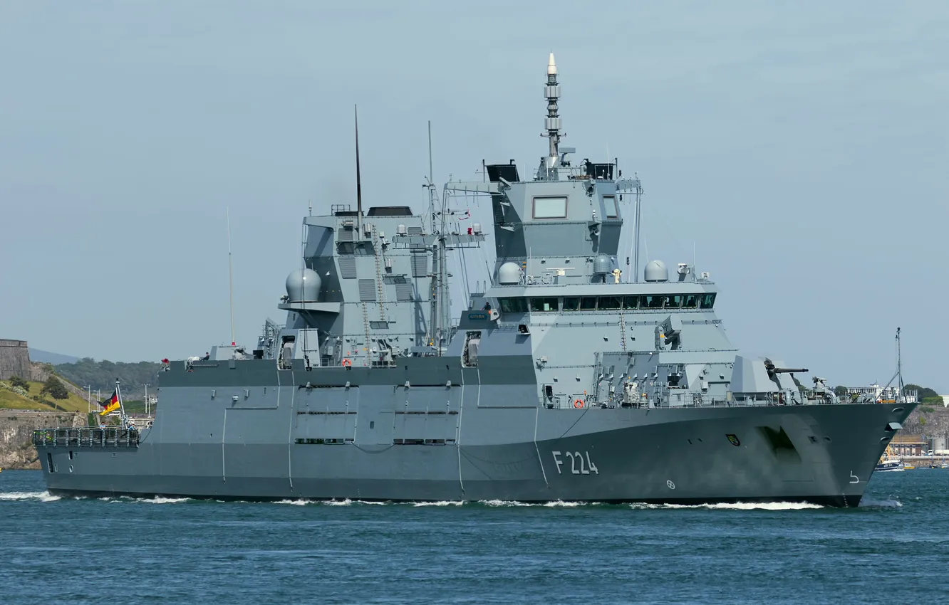 Фото обои фрегат, ВМС Германии, FGS Sachsen Anhalt, F 224