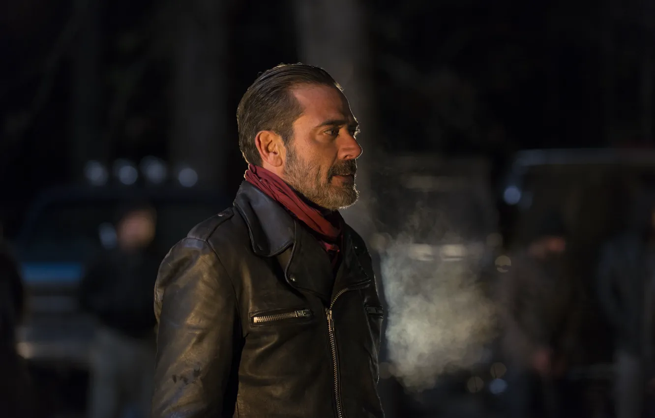 Фото обои куртка, профиль, Jeffrey Dean Morgan, The Walking Dead, Ходячие мертвецы, Season 6, Negan