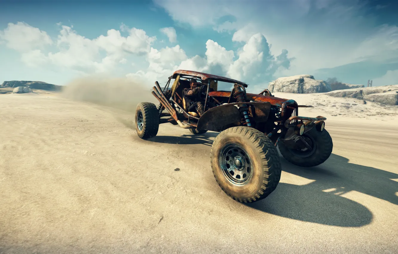 Фото обои car, rock, game, desert, sand, Mad Max, suna, sabaku
