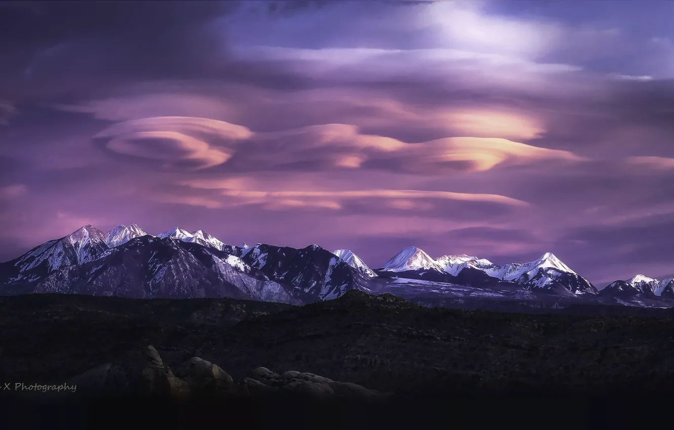 Фото обои небо, горы, вечер, Simon W