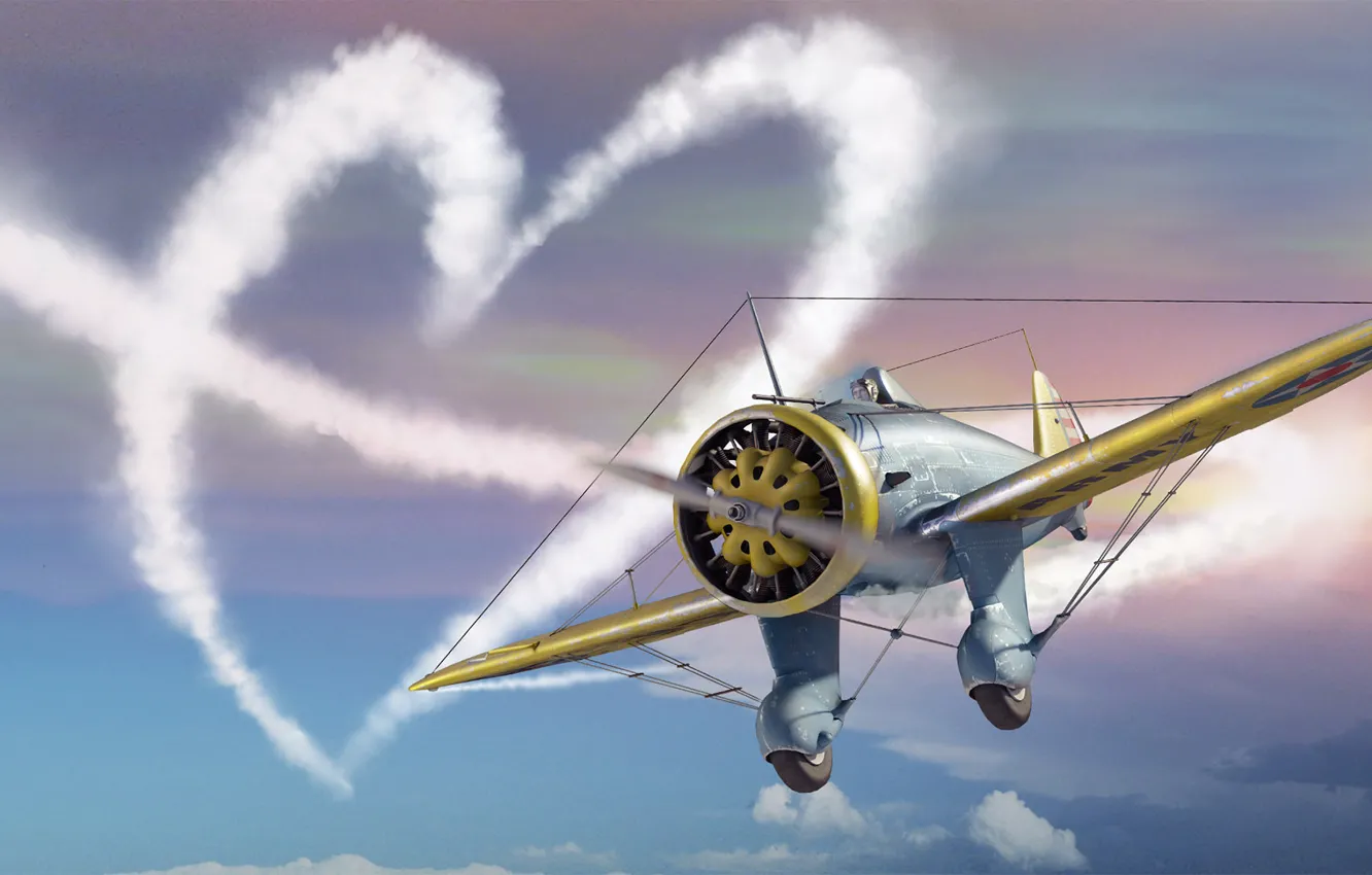 Фото обои Сердце, love, самолёт, День святого Валентина, plane, симулятор, MMO, Mac OS