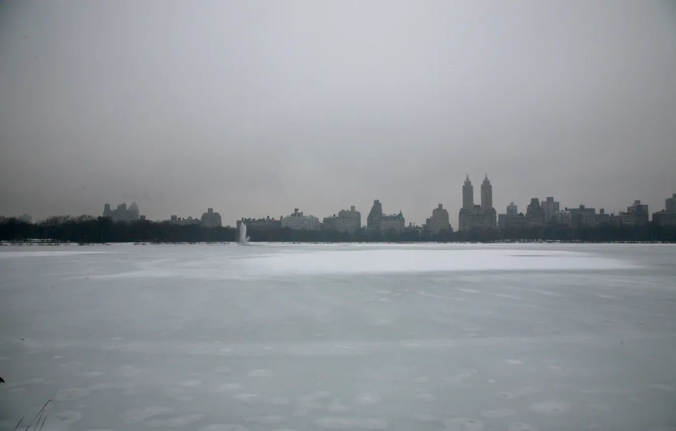 Фото обои USA, Winter, New York, Manhattan, NYC, Snow, New York City, Skyline