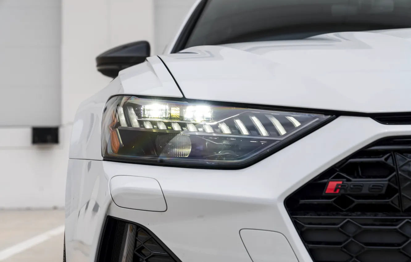 Фото обои Audi, White, Face, Avant, RS6, Full LED Lights