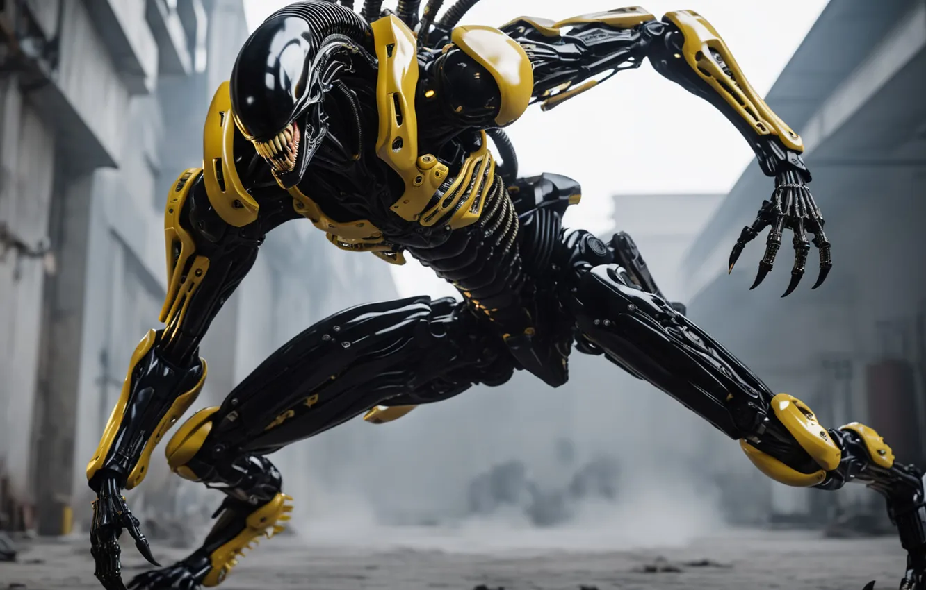 Фото обои фантастика, робот, терминатор, арт, Чужой