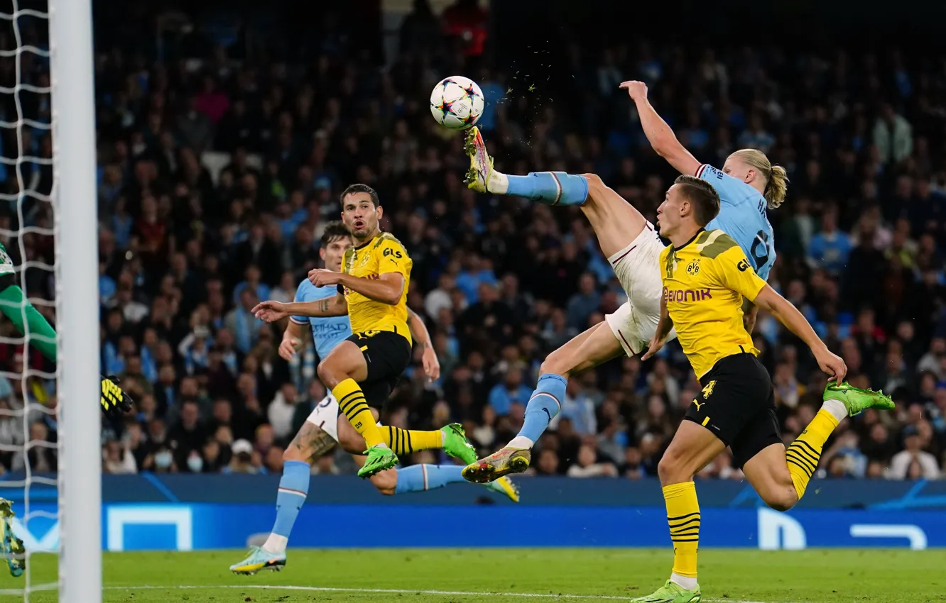 Фото обои футбол, Манчестер Сити, Borussia, Erling Haaland, Manchester city, Эрлинг Холланд, Боруссия (Дортмунд)