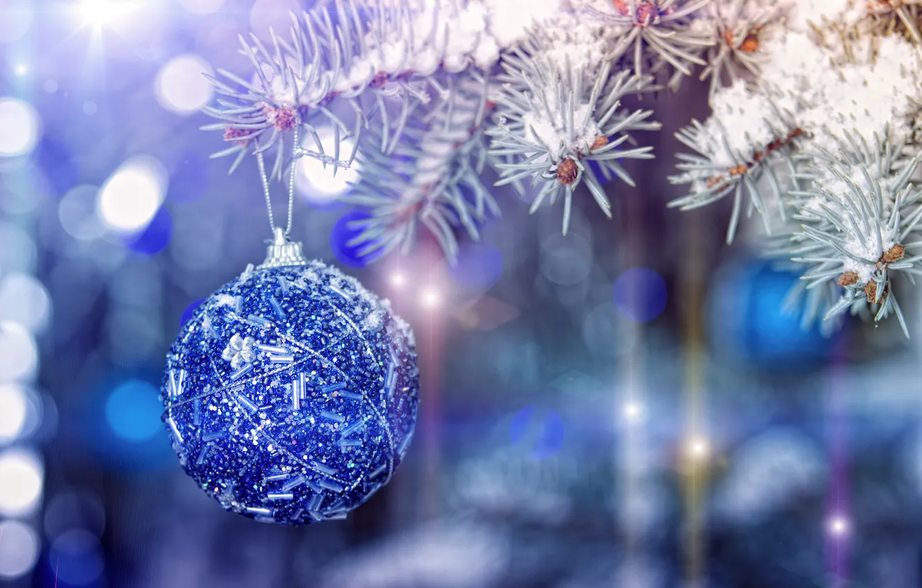 Фото обои шары, игрушка, новый год, ель