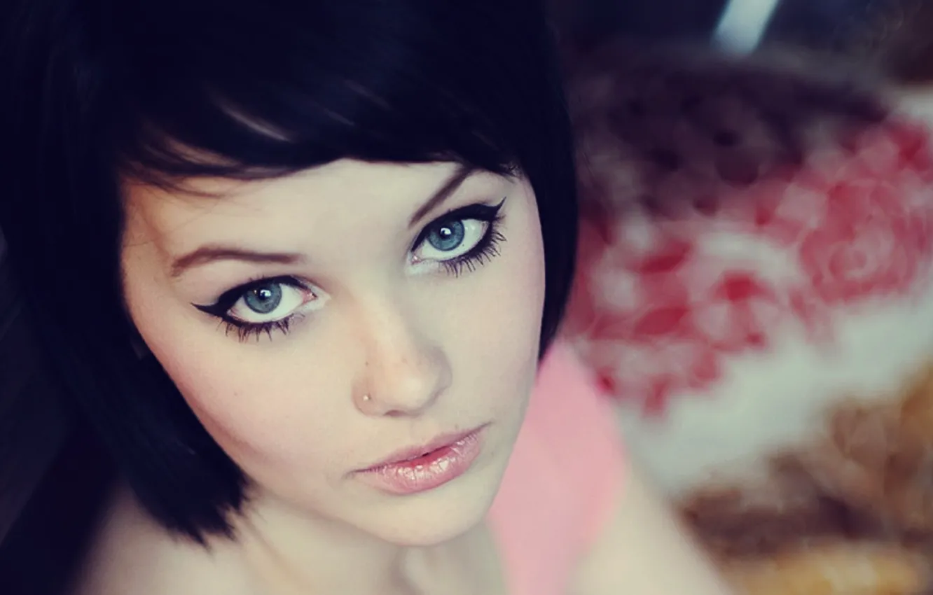Фото обои глаза, взгляд, милая, модель, брюнетка, Mellisa Clarke