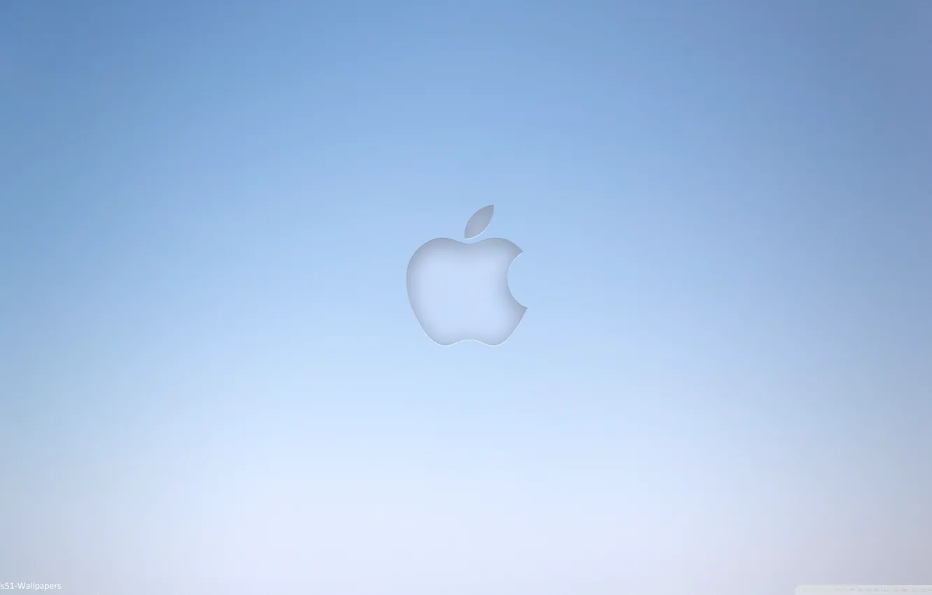 Фото обои серый, фон, голубой, apple, яблоко, минимализм, компьютеры