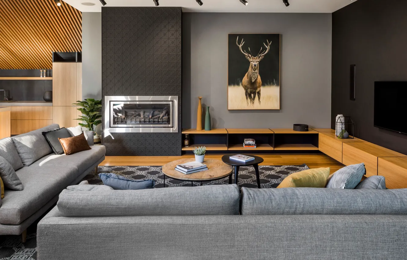 Фото обои дизайн, стиль, интерьер, камин, гостиная, Beaumaris Residence, by Studiomint Architecture & Interiors