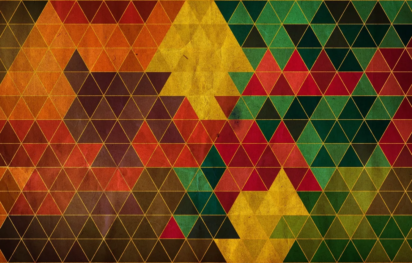 Фото обои мозаика, абстракция, треугольники, разноцветные