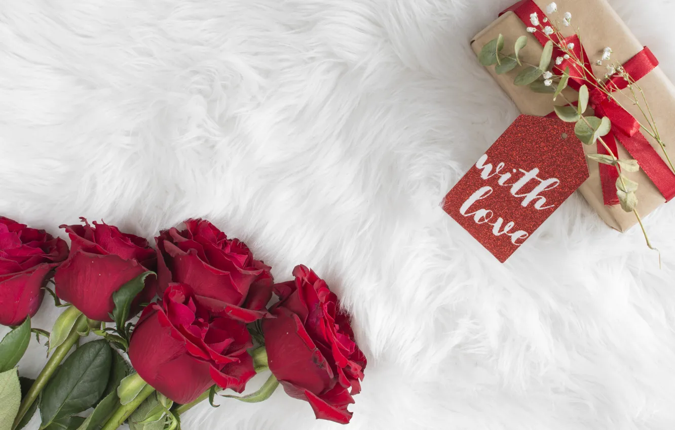 Фото обои цветы, подарок, розы, красные, red, love, flowers, romantic