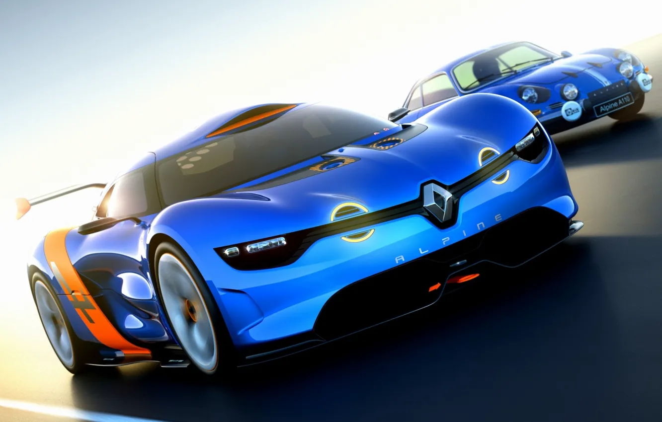 Фото обои Concept, небо, концепт, Renault, Рено, гоночный трек, передок, Алпайн