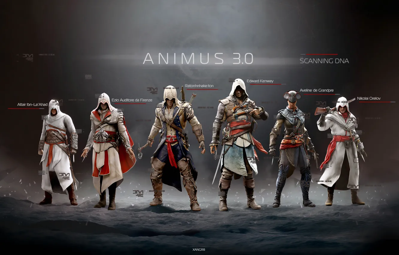 Фото обои Эдвард, Альтаир, Эцио, Коннор, ассасины, Assassin's Creed IV: Black Flag, Animus 3, Эвелина