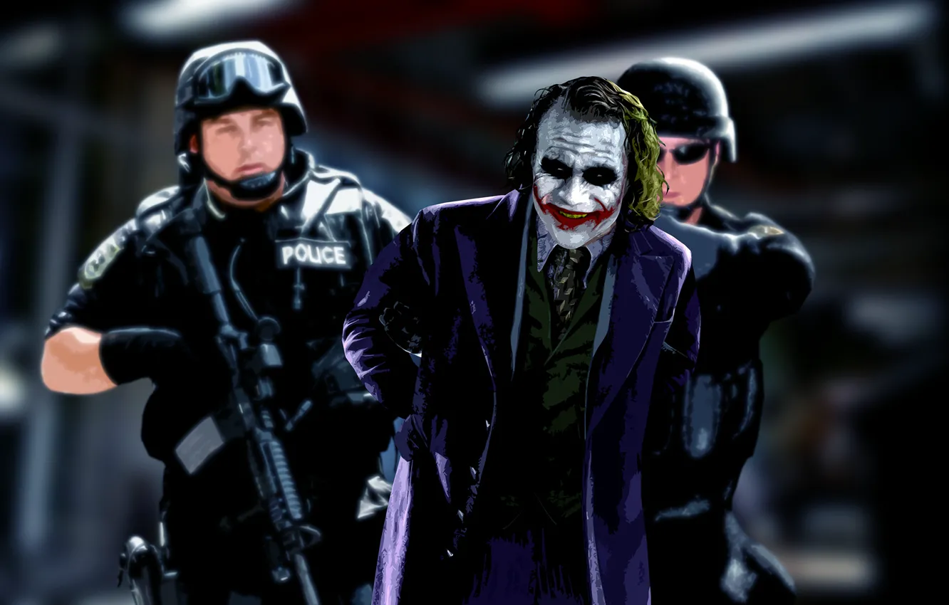 Фото обои джокер, фильм, полиция, темный рыцарь, комикс, Joker