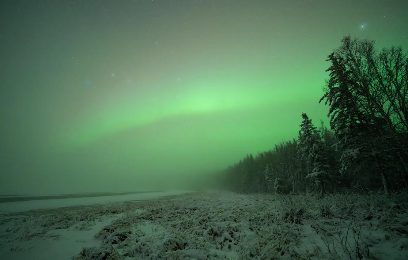 Фото обои aurora, alaska, fog, usa, quartz lake