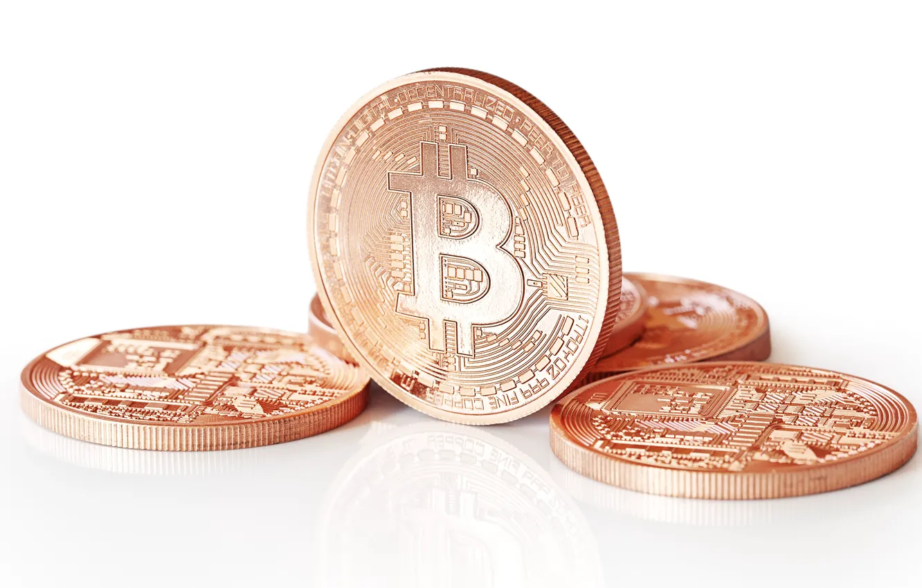 Фото обои golden, logo, coins, bitcoins