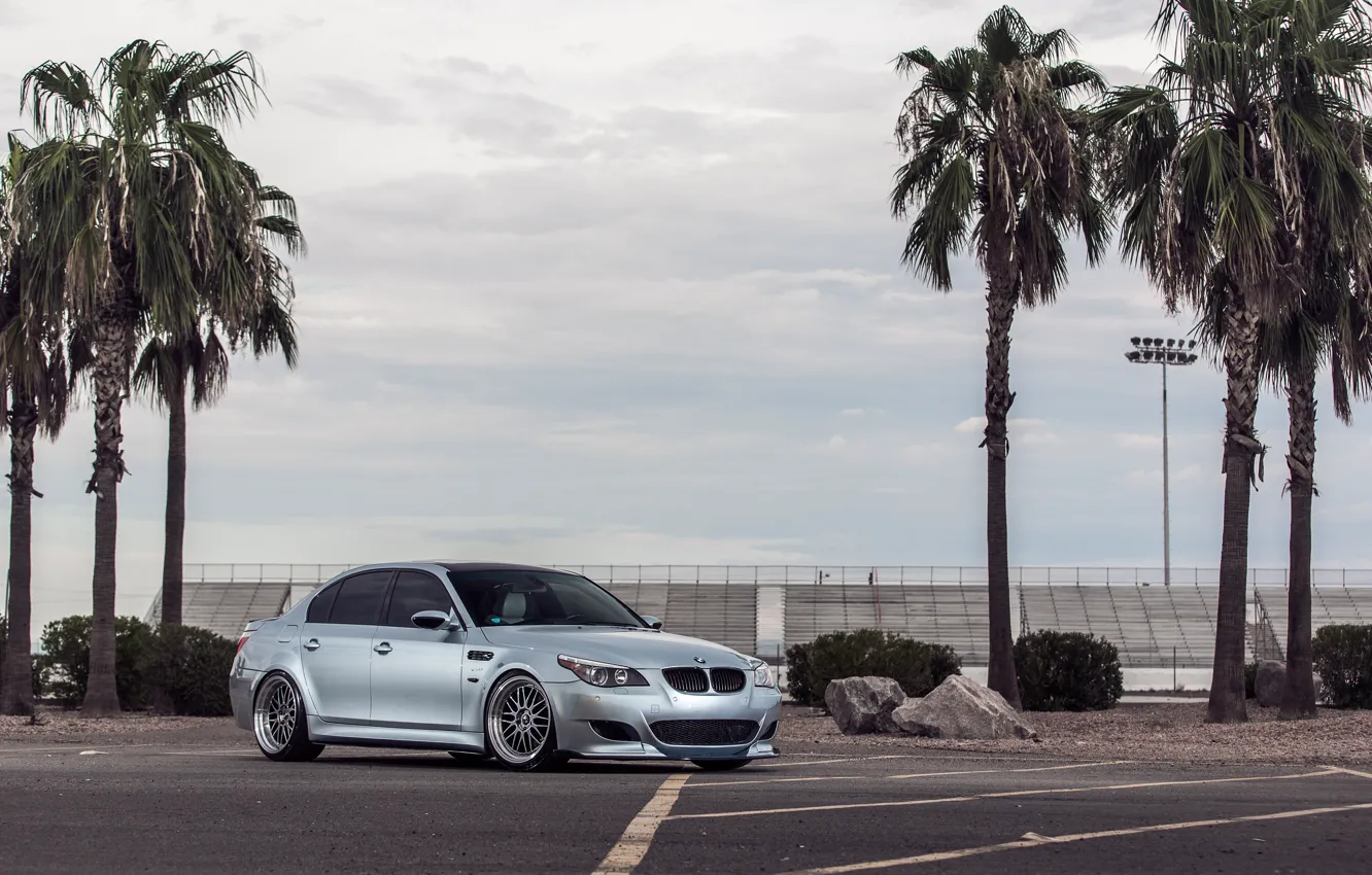 Фото обои E60, Silver, Palm trees, M5