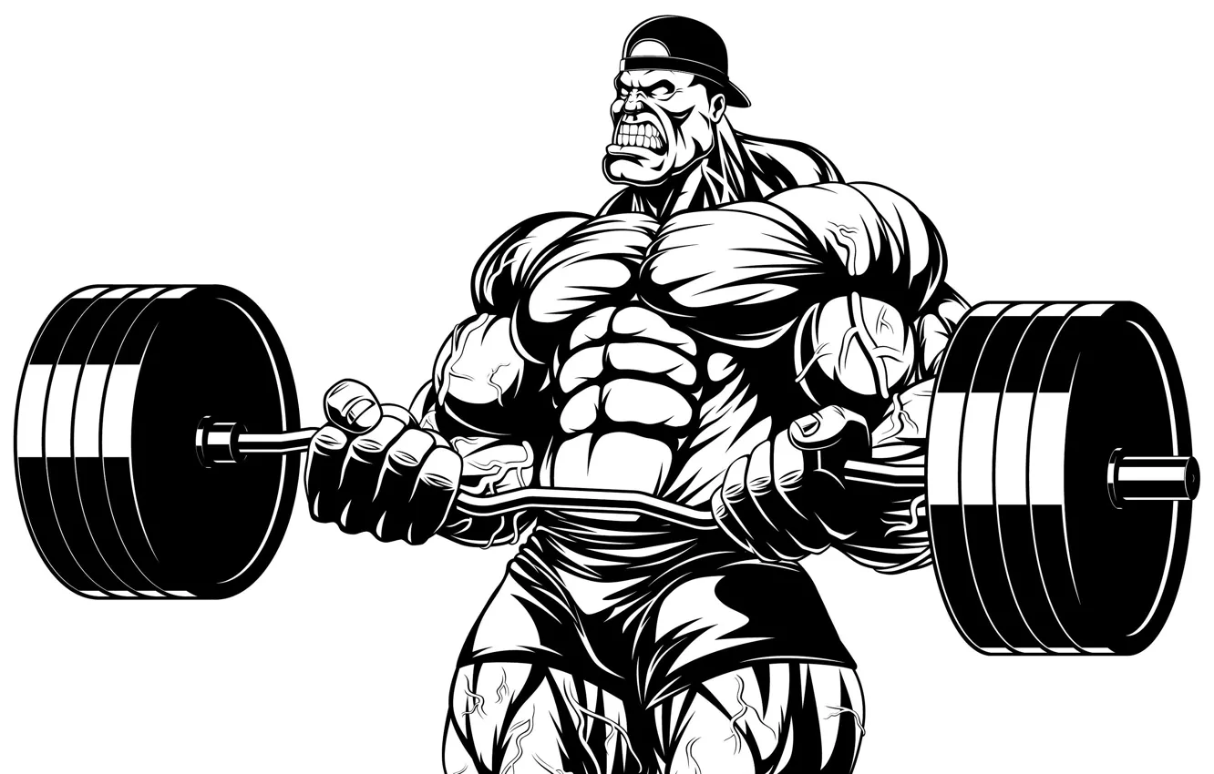 Фото обои фигура, арт, muscle, мышцы, штанга, muscles, пресс, атлет