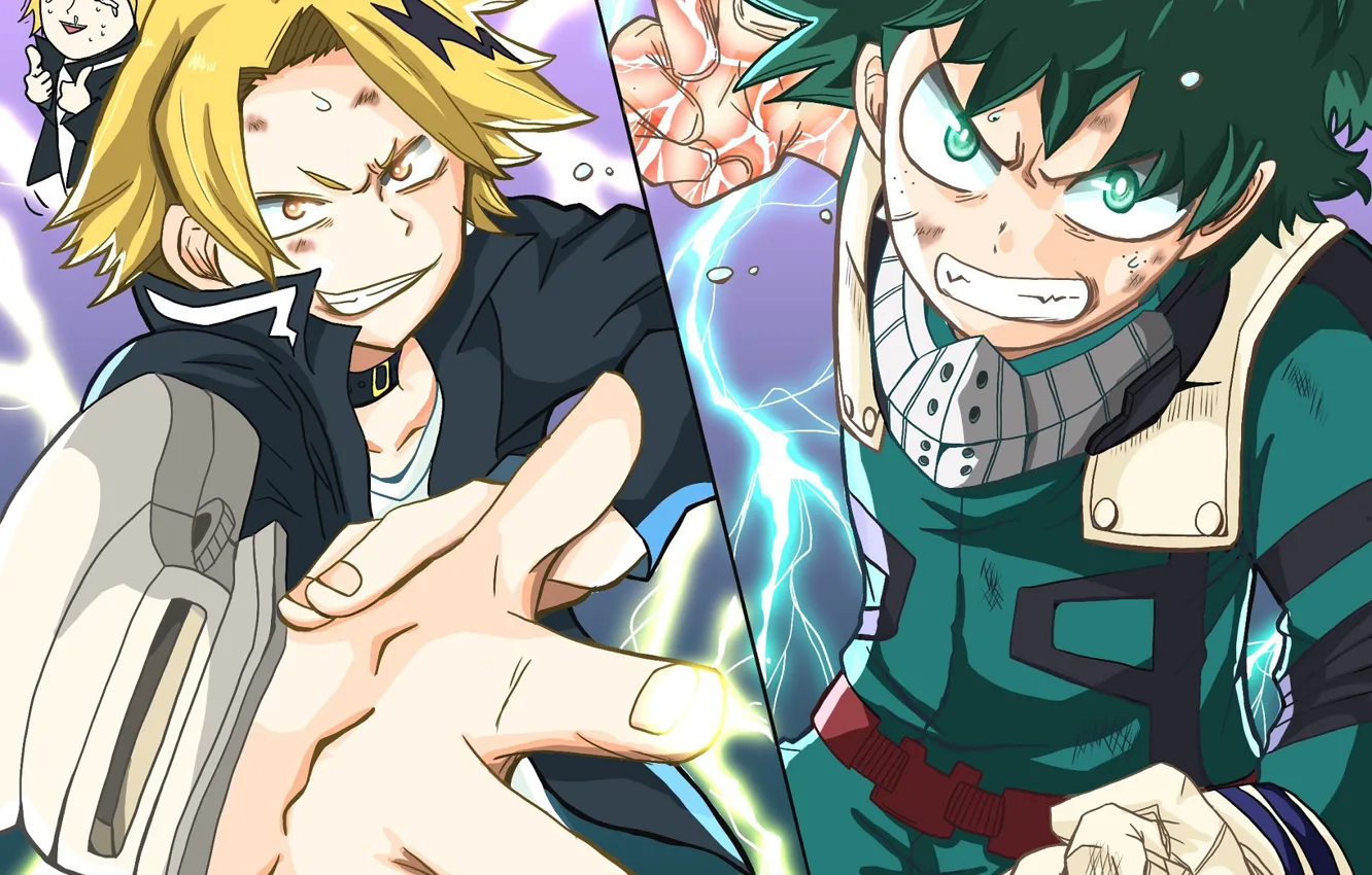 Фото обои My Hero Academia, Boku No Hero Academia, Мидория Изуку, Моя Геройская Академия, Каминари Денки