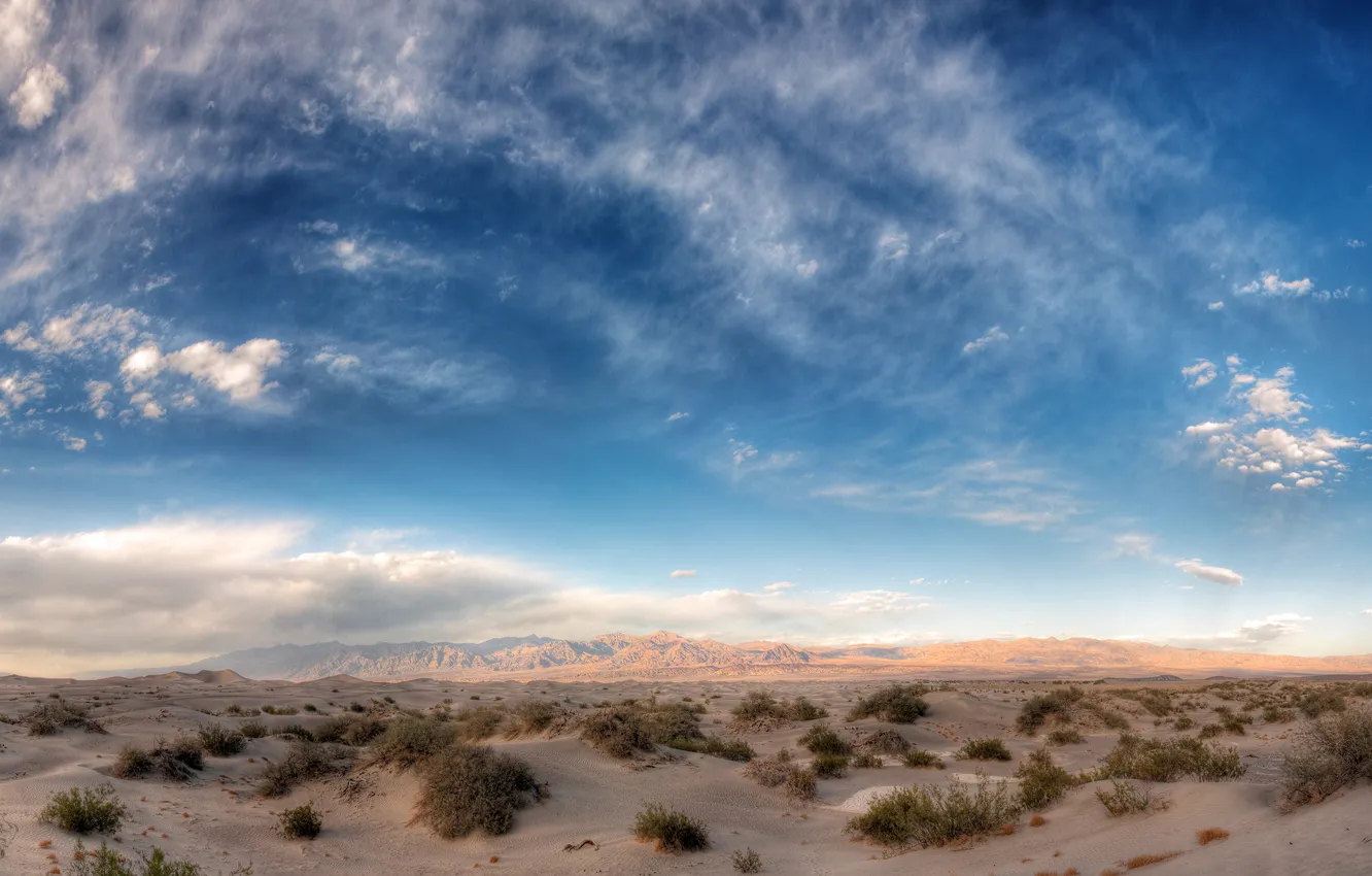 Фото обои Небо, Песок, Горы, Пустыня