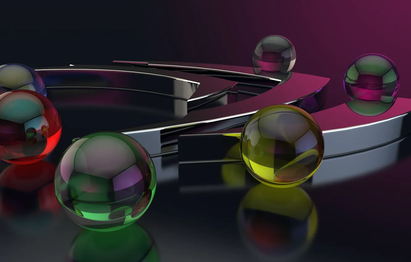 Фото обои 3D графика, computer art, 3D graphics, компьютерный арт, прозрачные шары, transparent balloons