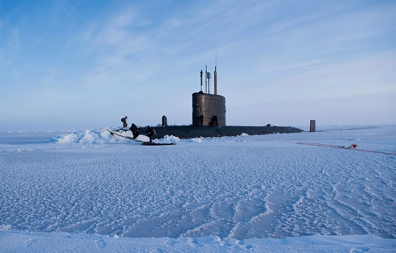 Фото обои всплытие, льды, субмарина, hms trenchant