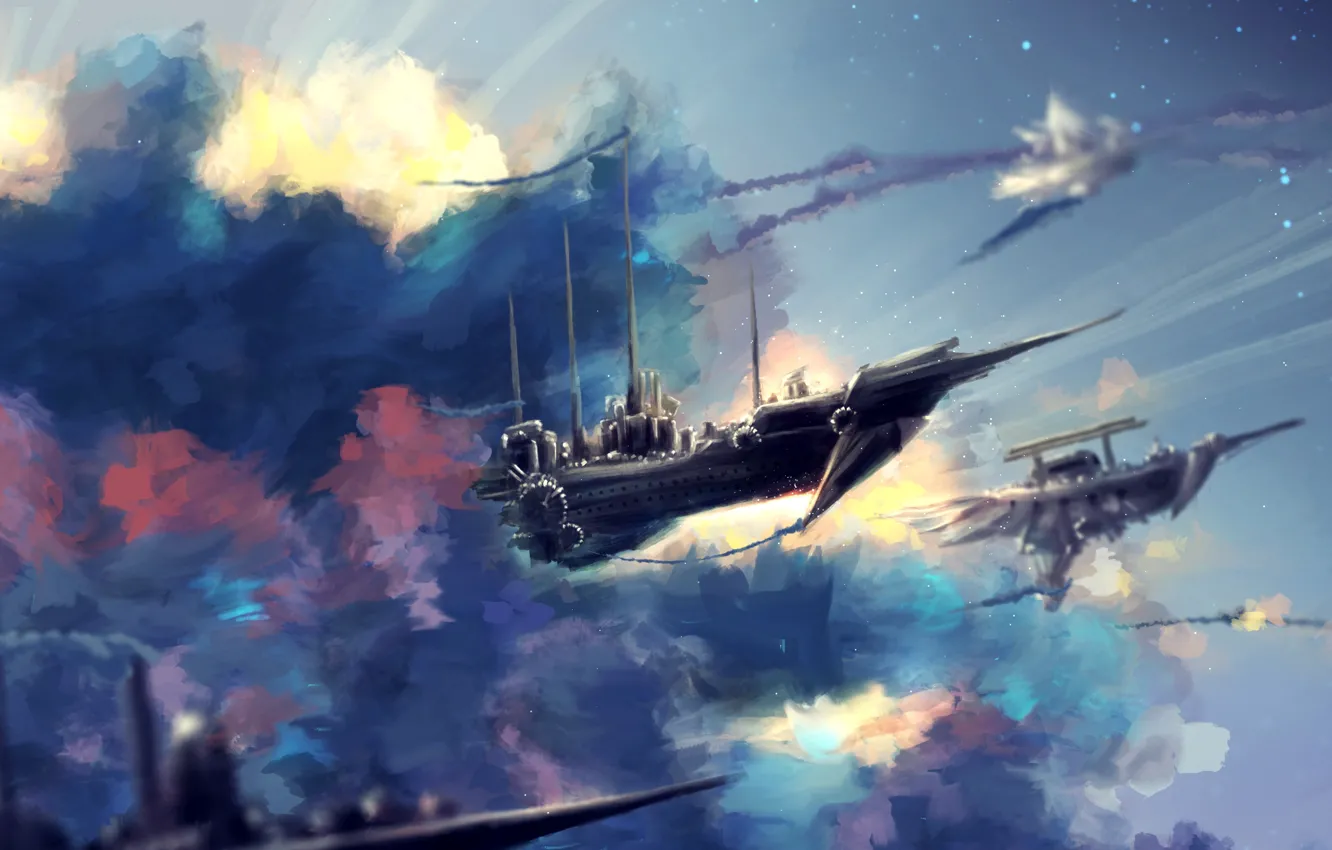 Фото обои небо, облака, корабли, by SeerLight