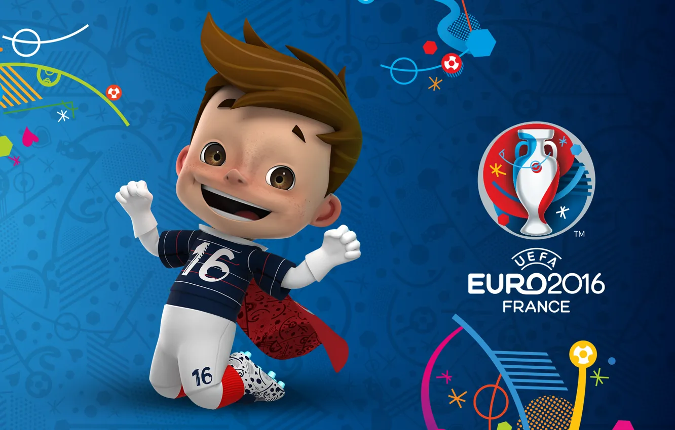 Фото обои логотип, талисман, UEFA, euro 2016, евро 2016, Супер Виктор