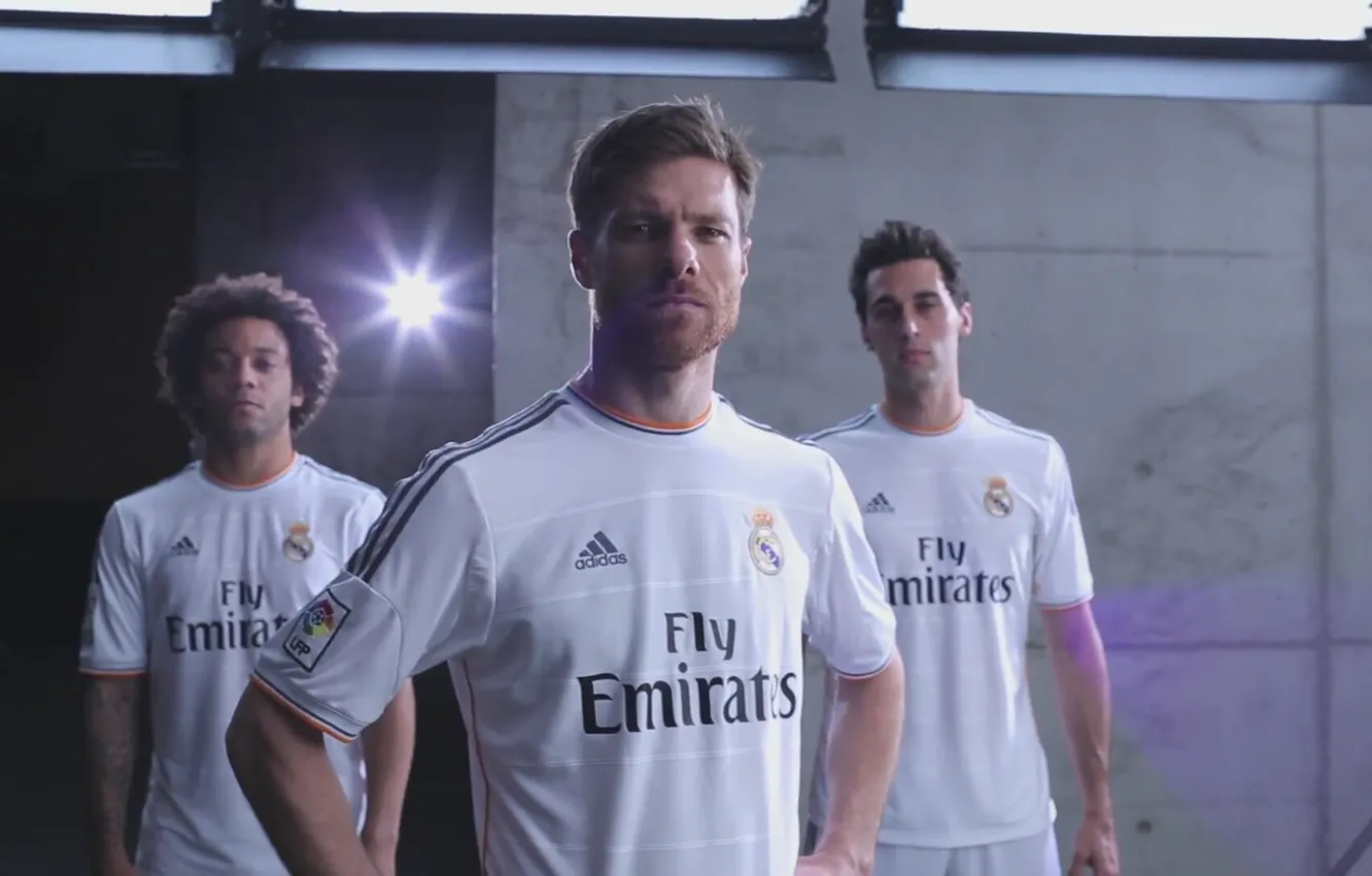Фото обои Real Madrid, Marcelo, A.Arbeloa, H.Alonso, new form, 2013-14