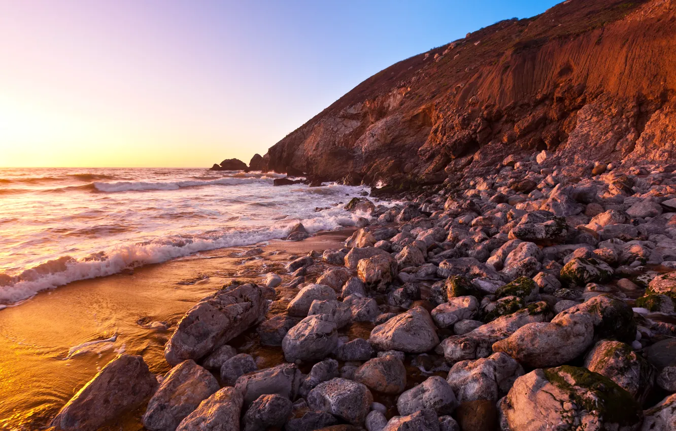 Фото обои камни, океан, побережье, Калифорния, США, California, Pacifica, Rockaway